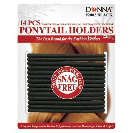 Donna Black Ponytail Holders 14pcs - Beauty Bar & Supply