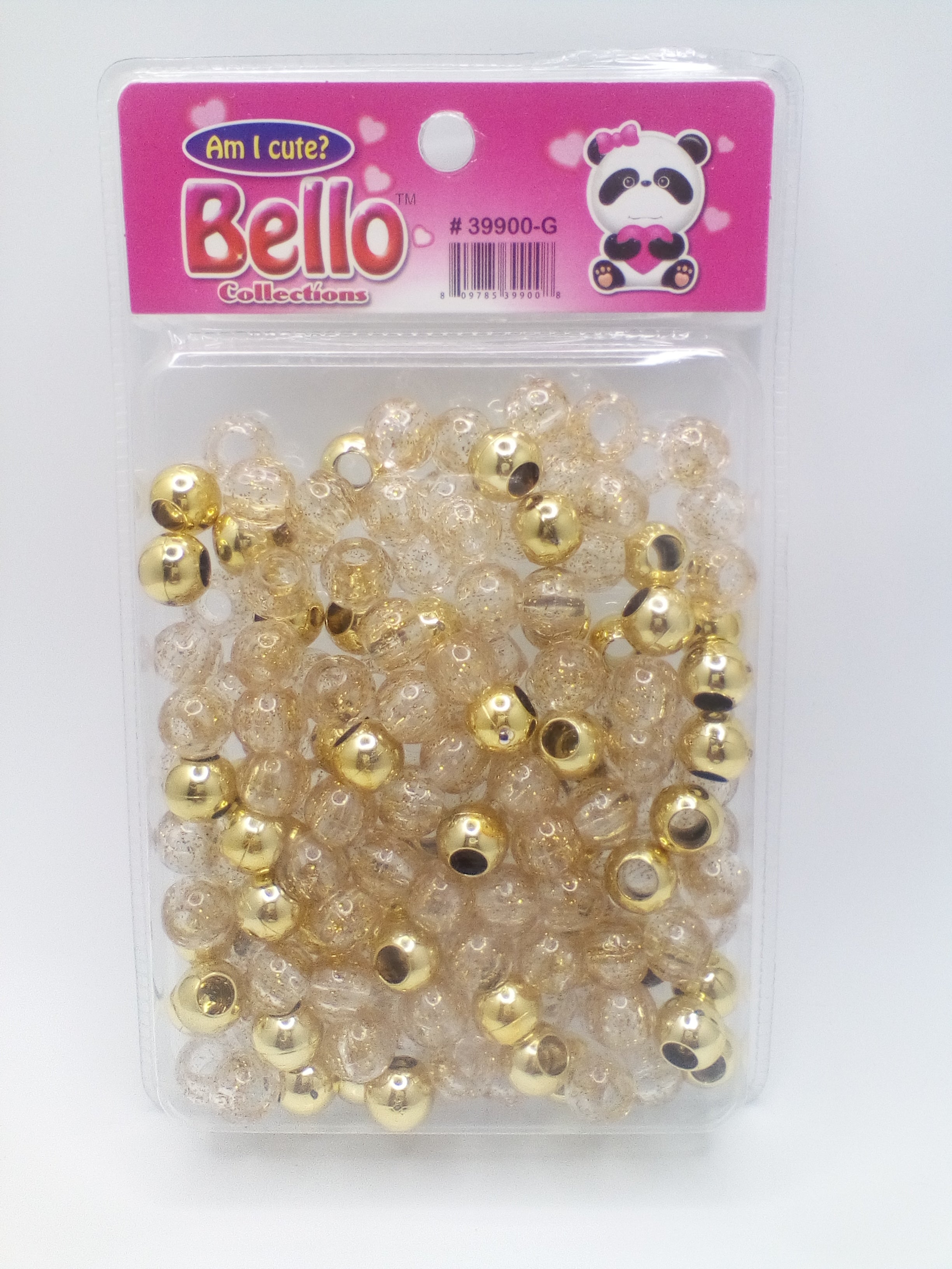 Bello Collection Jumbo Hair Beads-Clear/Gold #39900G - Beauty Bar & Supply