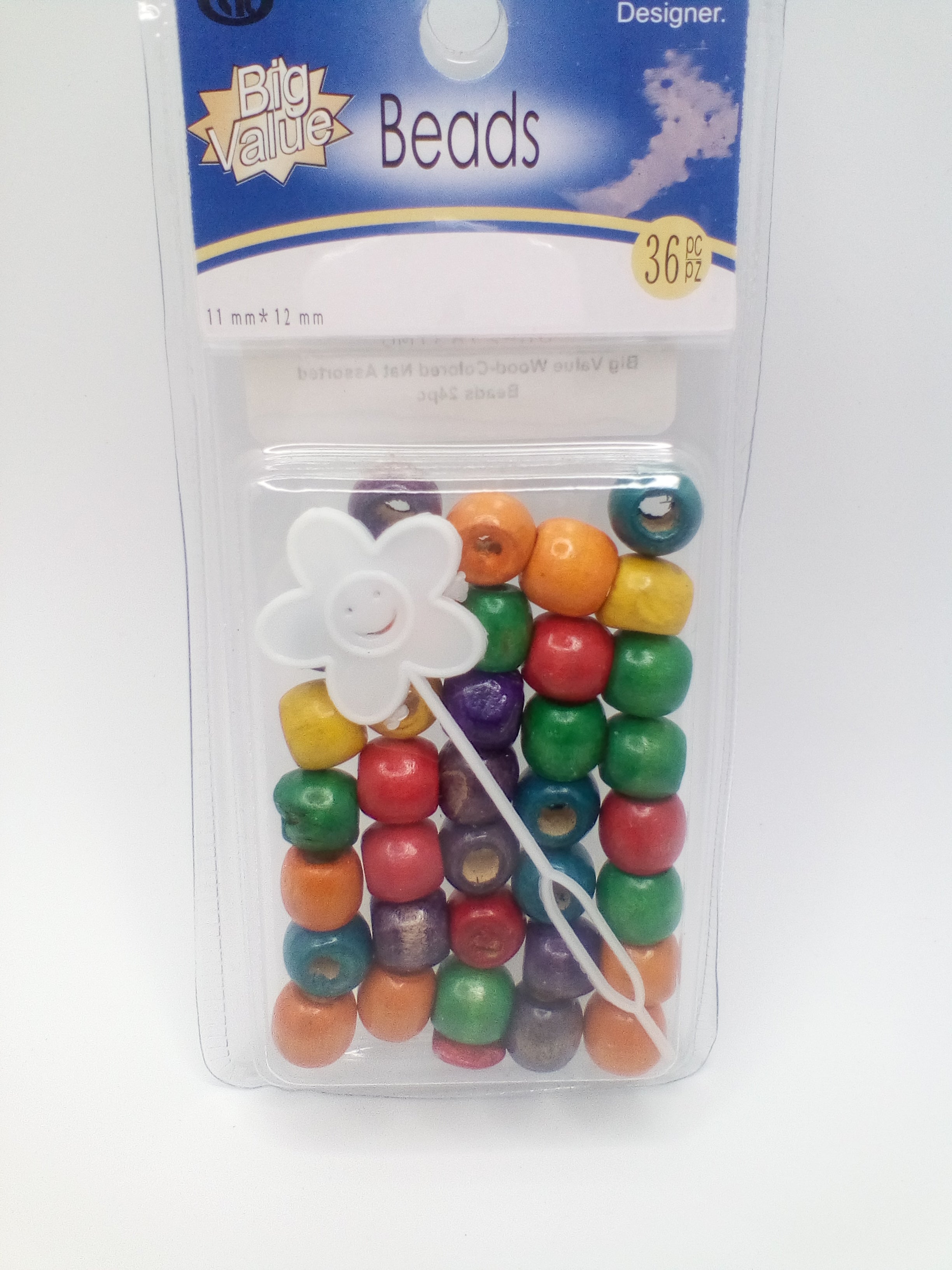 Big Value Wood-Colored Nat Assorted Beads 36pc - Beauty Bar & Supply