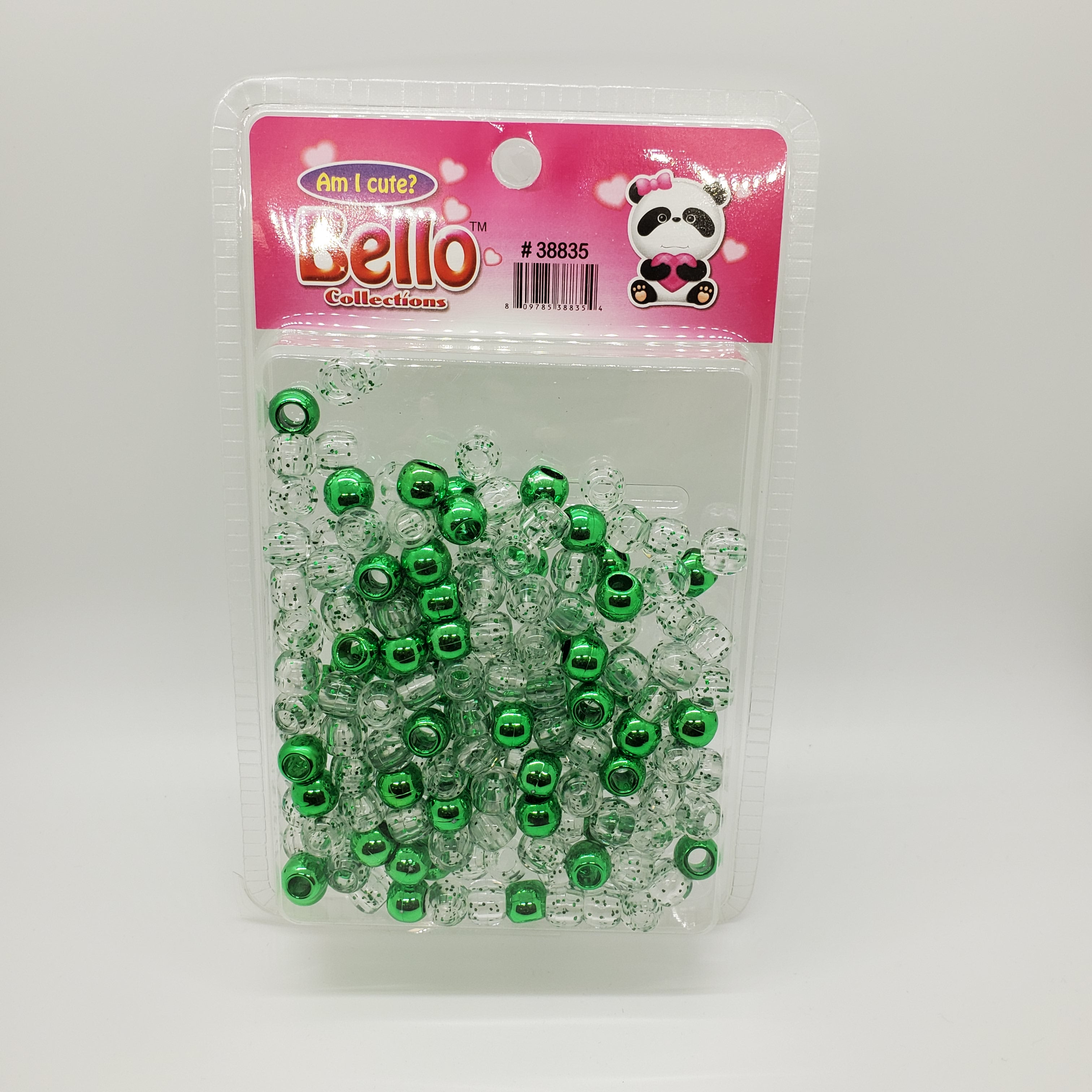 Bello Collection Bead Green/Clear Glitter Green #38835 - Beauty Bar & Supply