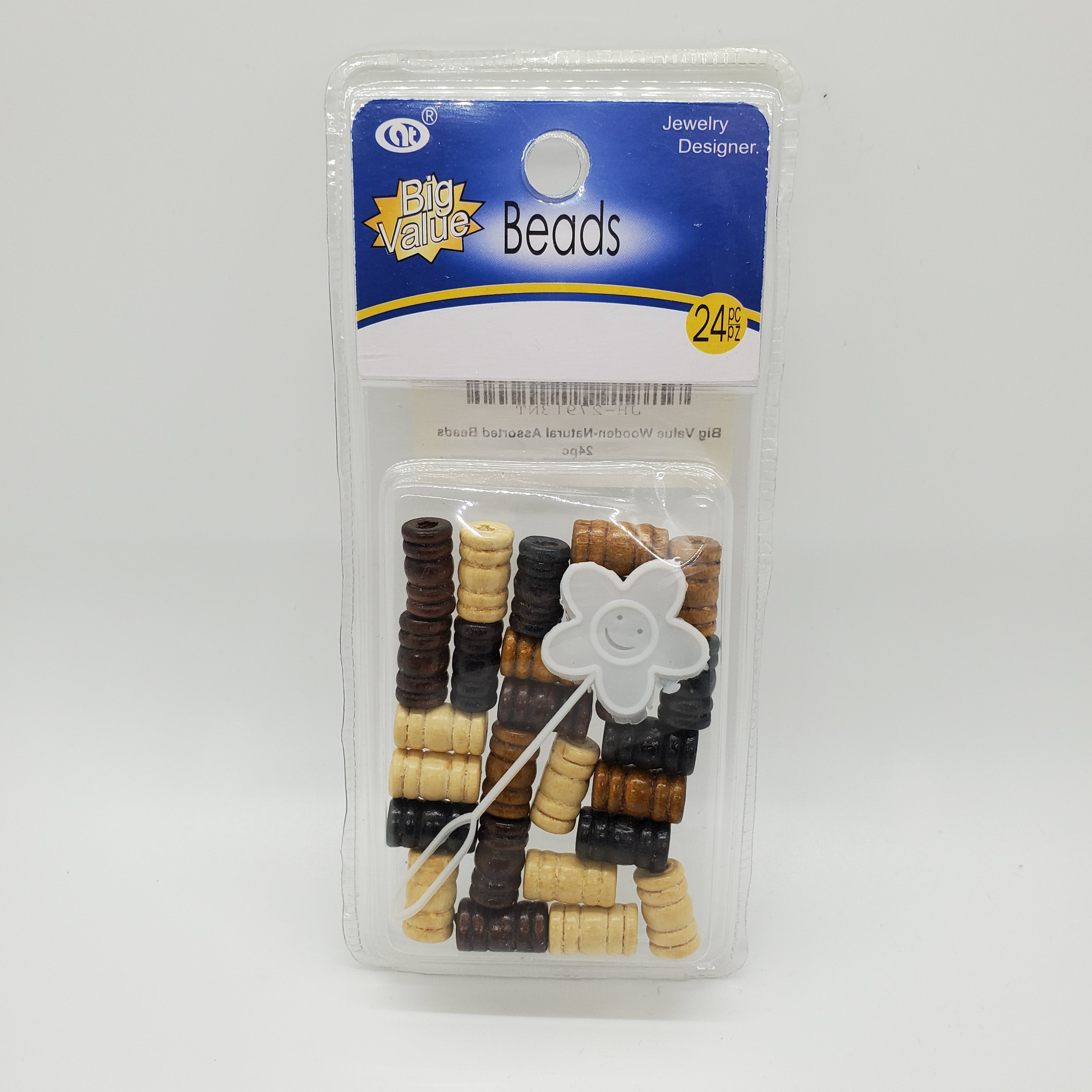 Big Value Wooden Natural Assorted Beads 24pc - Beauty Bar & Supply