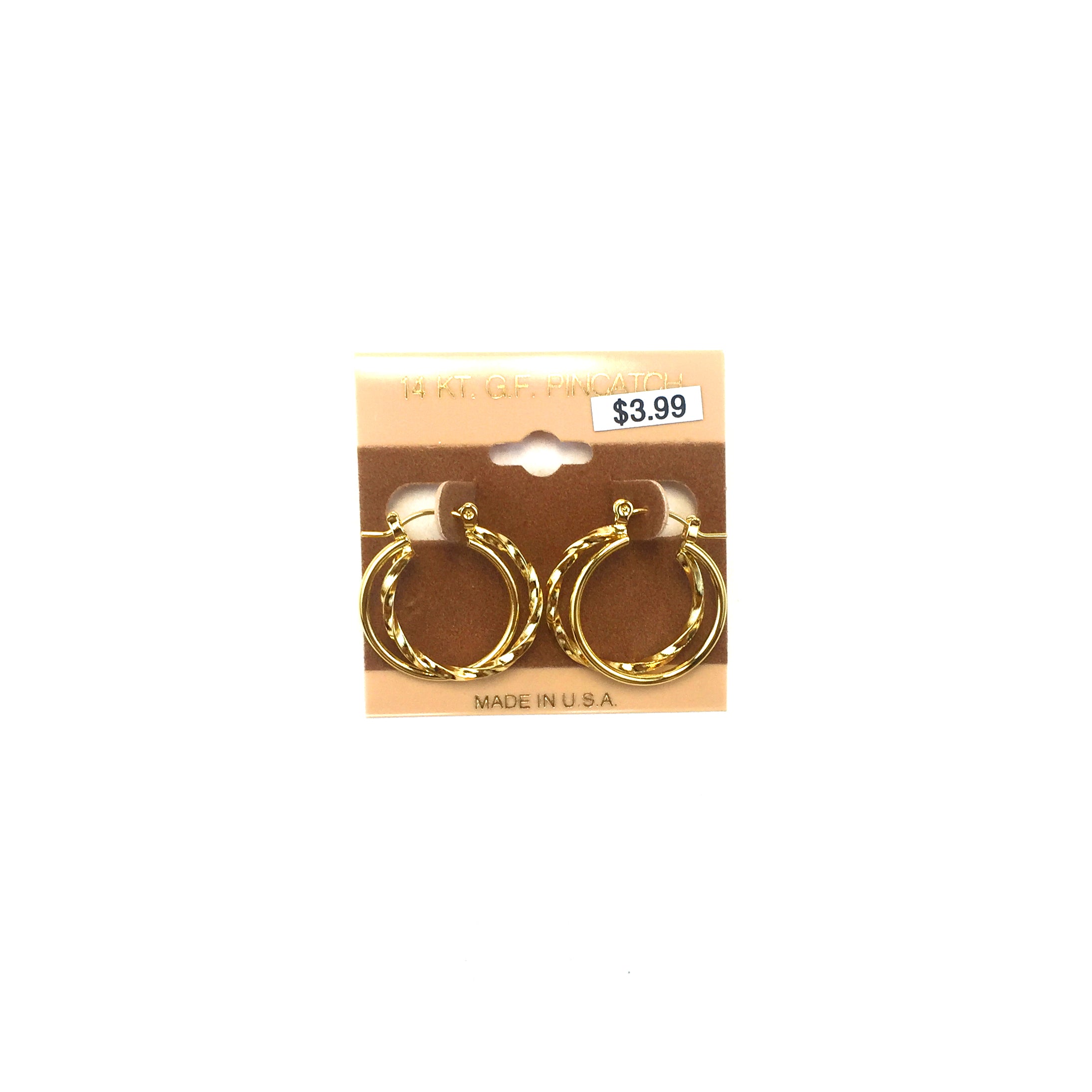 14KT Gold Plated Pincatch Hoop Earrings PK3-3 - Beauty Bar & Supply