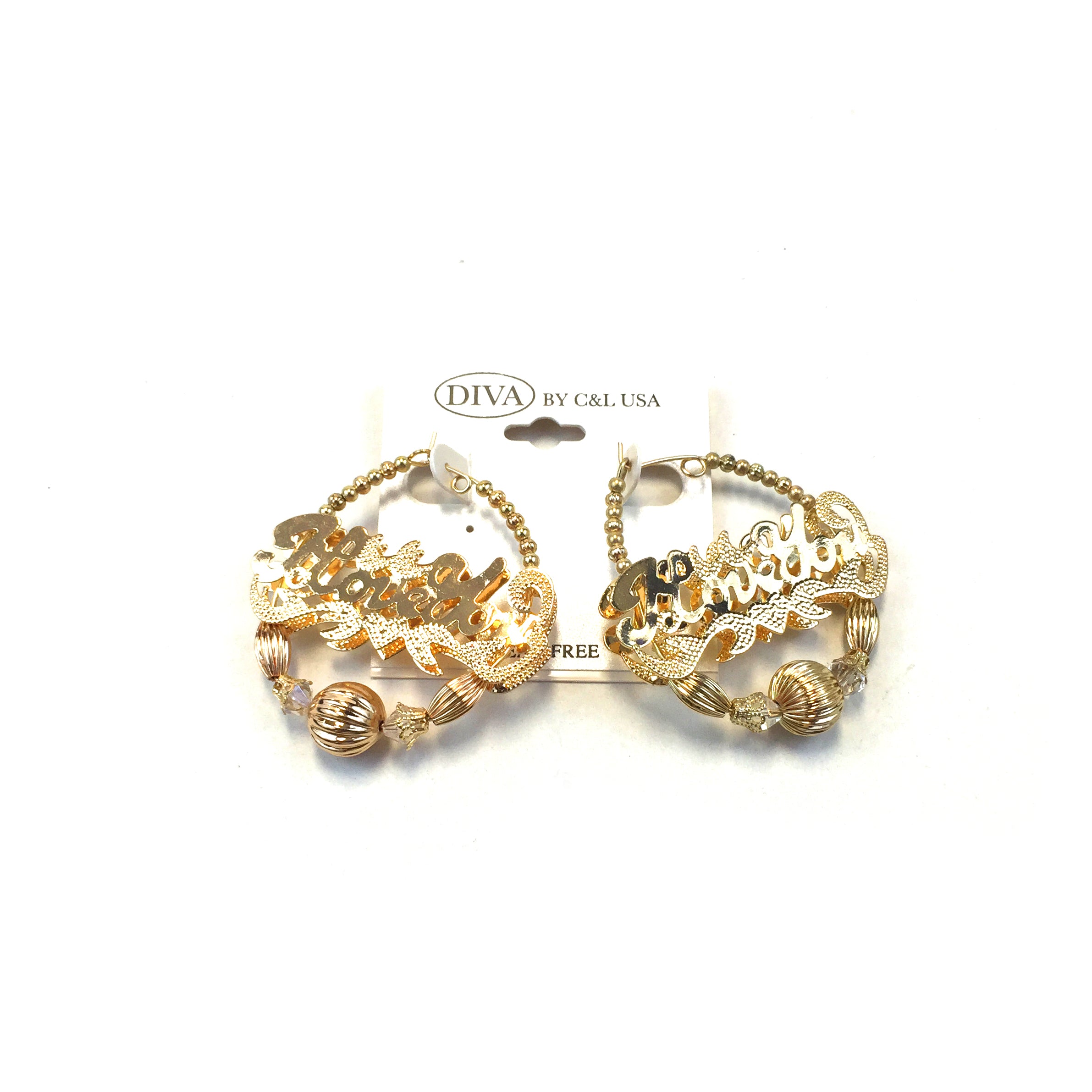 Diva  I Love You Earrings HME109 - Beauty Bar & Supply