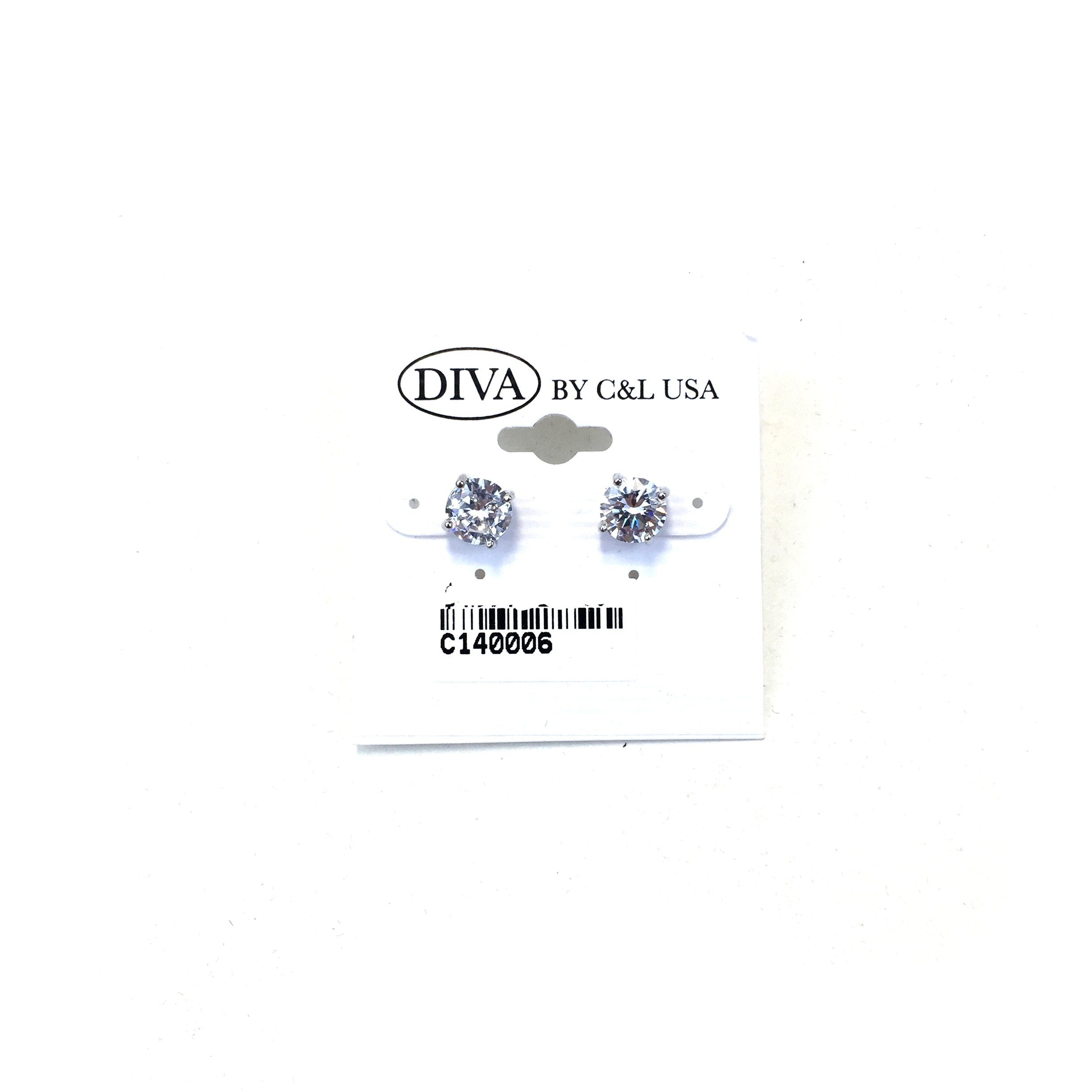 Diva Round Silver Plated CZ Earrings NSE2006 - Beauty Bar & Supply