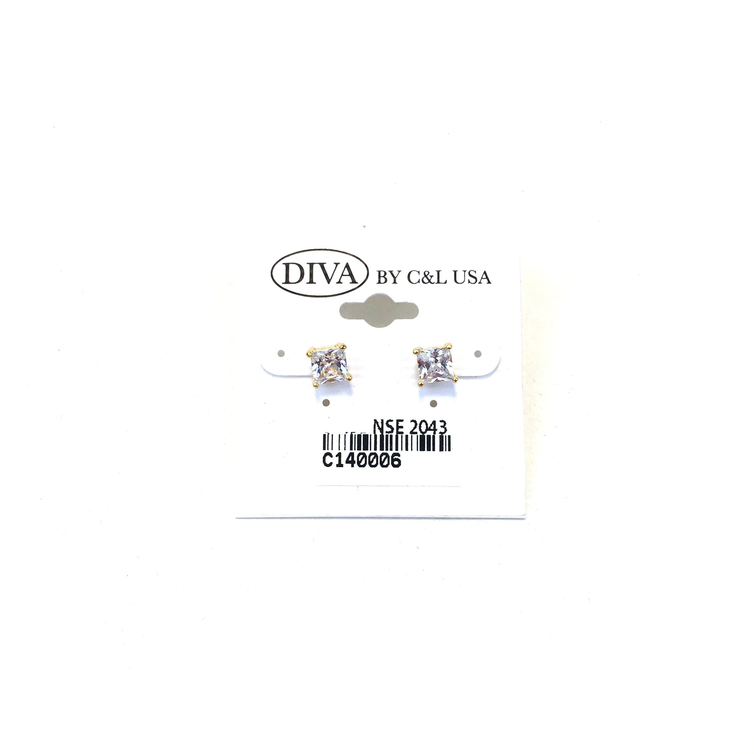 Diva Gold  Plated SQ NSE 2043 Earrings - Beauty Bar & Supply