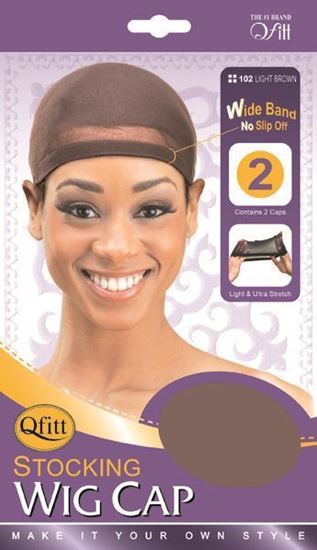 Qfitt Stocking Wig Caps Stretch Mesh Wide Band No Slip Off -2Caps