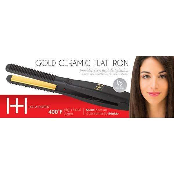 Annie Gold Ceramic Flat Iron 1/2&quot; #5872 - Beauty Bar & Supply