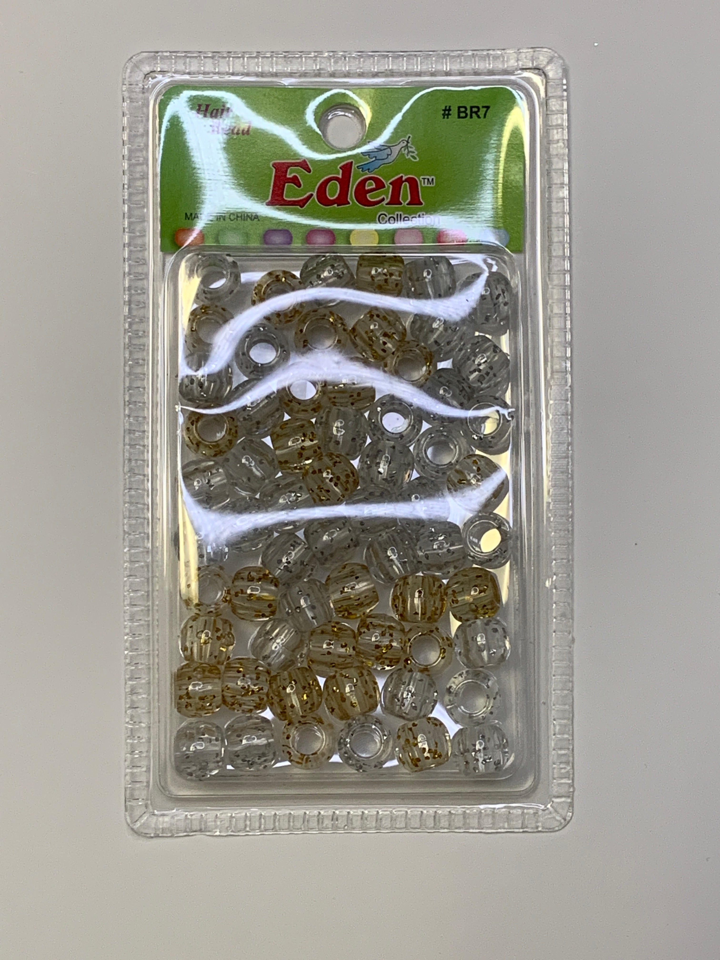Eden Collections Hair Bead Clear/Glitter #BR7 - Beauty Bar & Supply