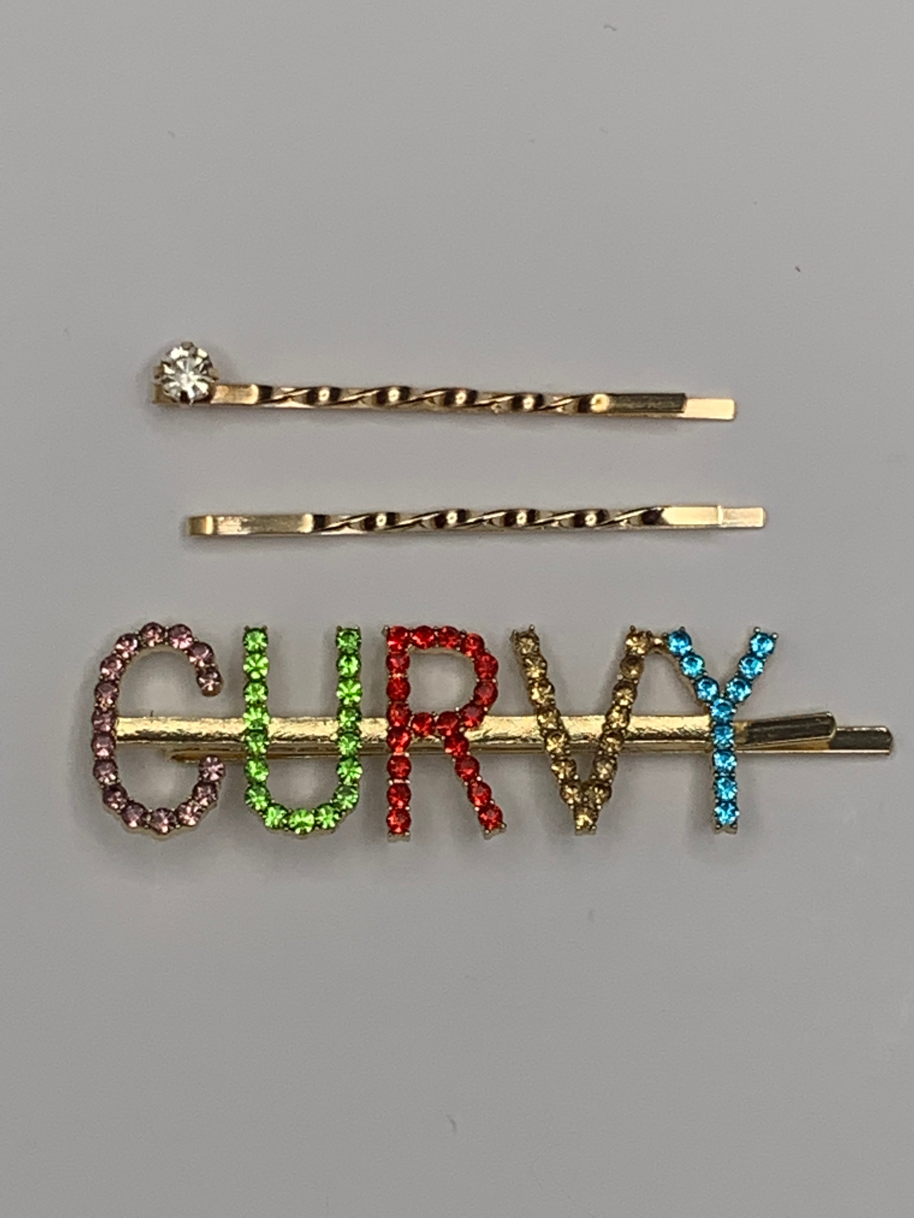 Magic Girl Collection Rhinestone Bobby Pin 3PCS-CURVY(Assorted) - Beauty Bar & Supply
