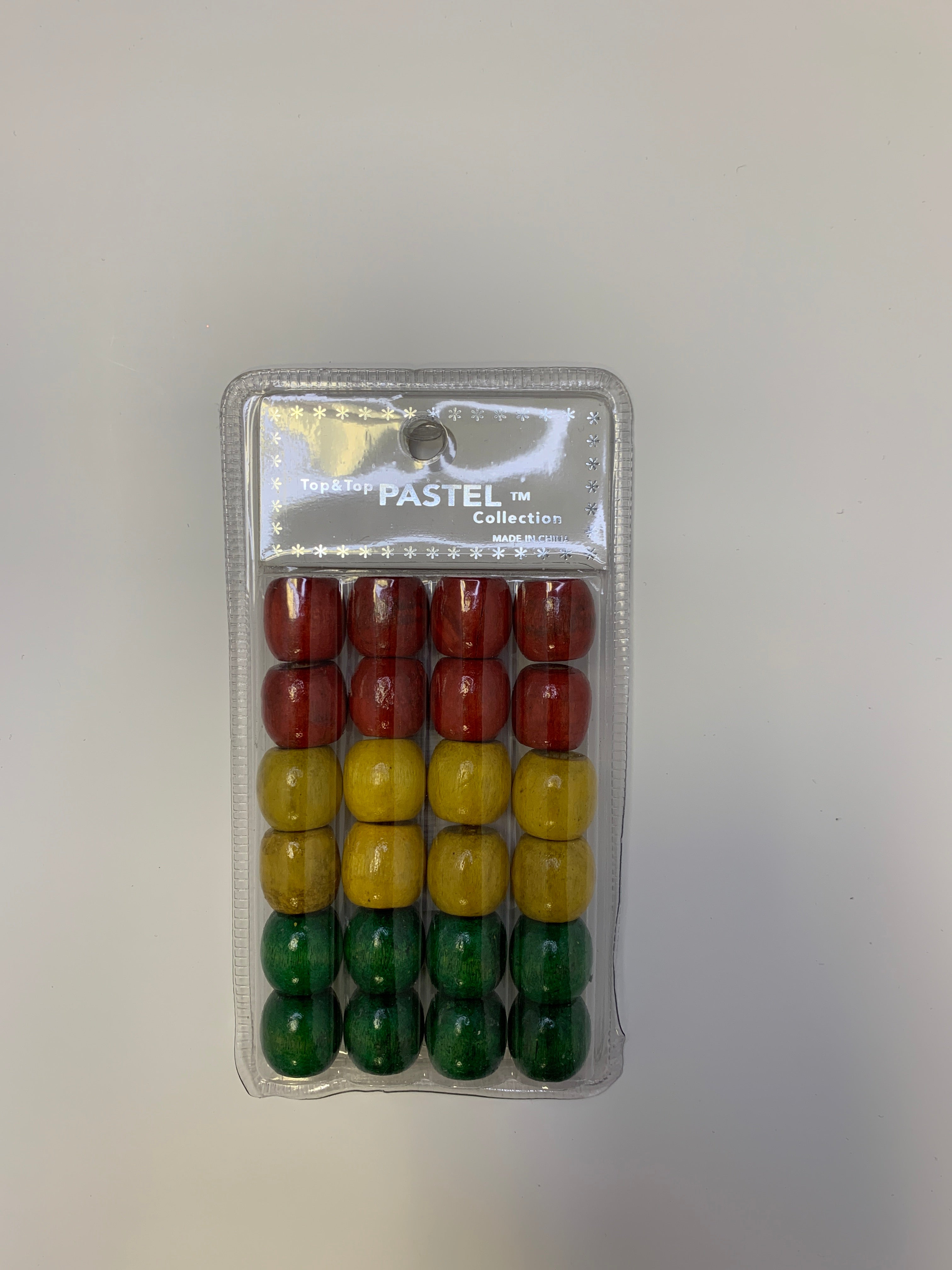Pastel Collection Faux Wooden Beads-Red/Yellow/Green - Beauty Bar & Supply