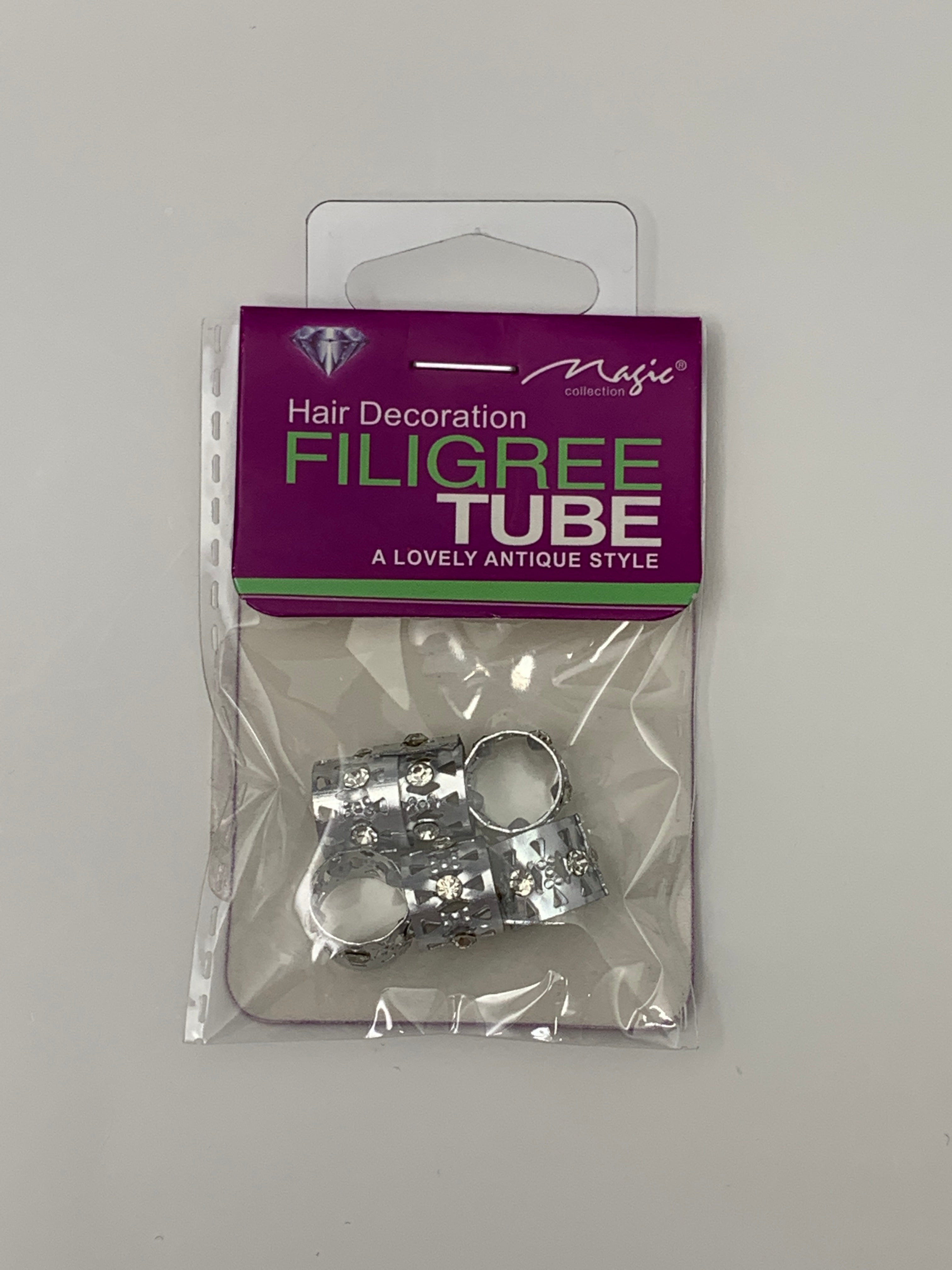 Magic Collection Filigree Tube 12mm Assort with Rhinestone - Beauty Bar & Supply