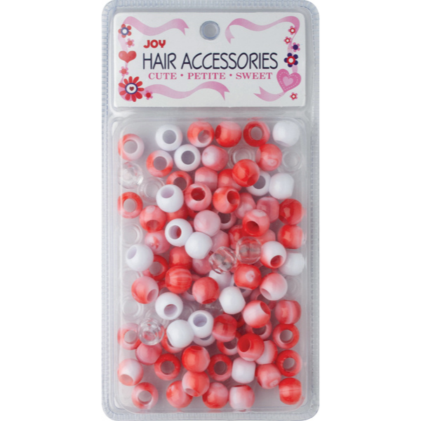 Joy Hair Accessories Round Plastic Hair Beads XL Size Red Two Tone Mix#1914 - Beauty Bar & Supply