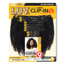 Eve Hair Luv Clip 9 pcs 100% Remy Human Hair Kinky Curly Clip In Extensions - Beauty Bar & Supply